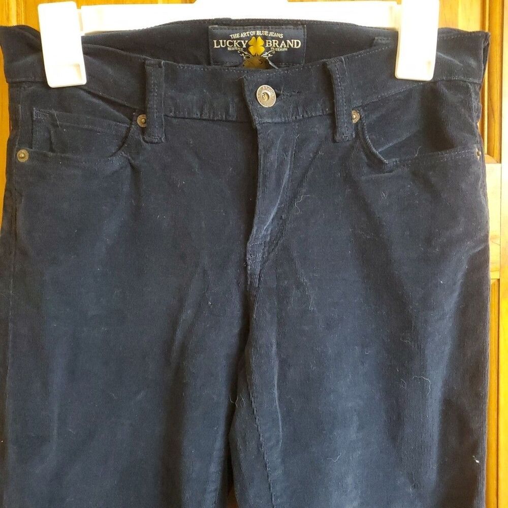 Lucky Brand Sofia Skinny Corduroy Pants Womens Sz 2/26 Blue Stretch‎ Mid Rise